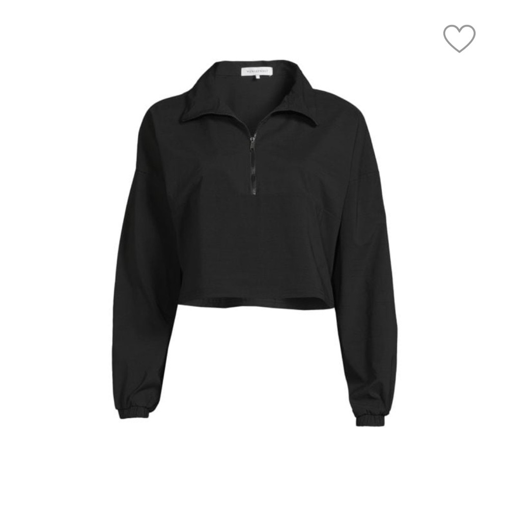 Womens Weworewhat cropped knit quarter zip solid black sweater